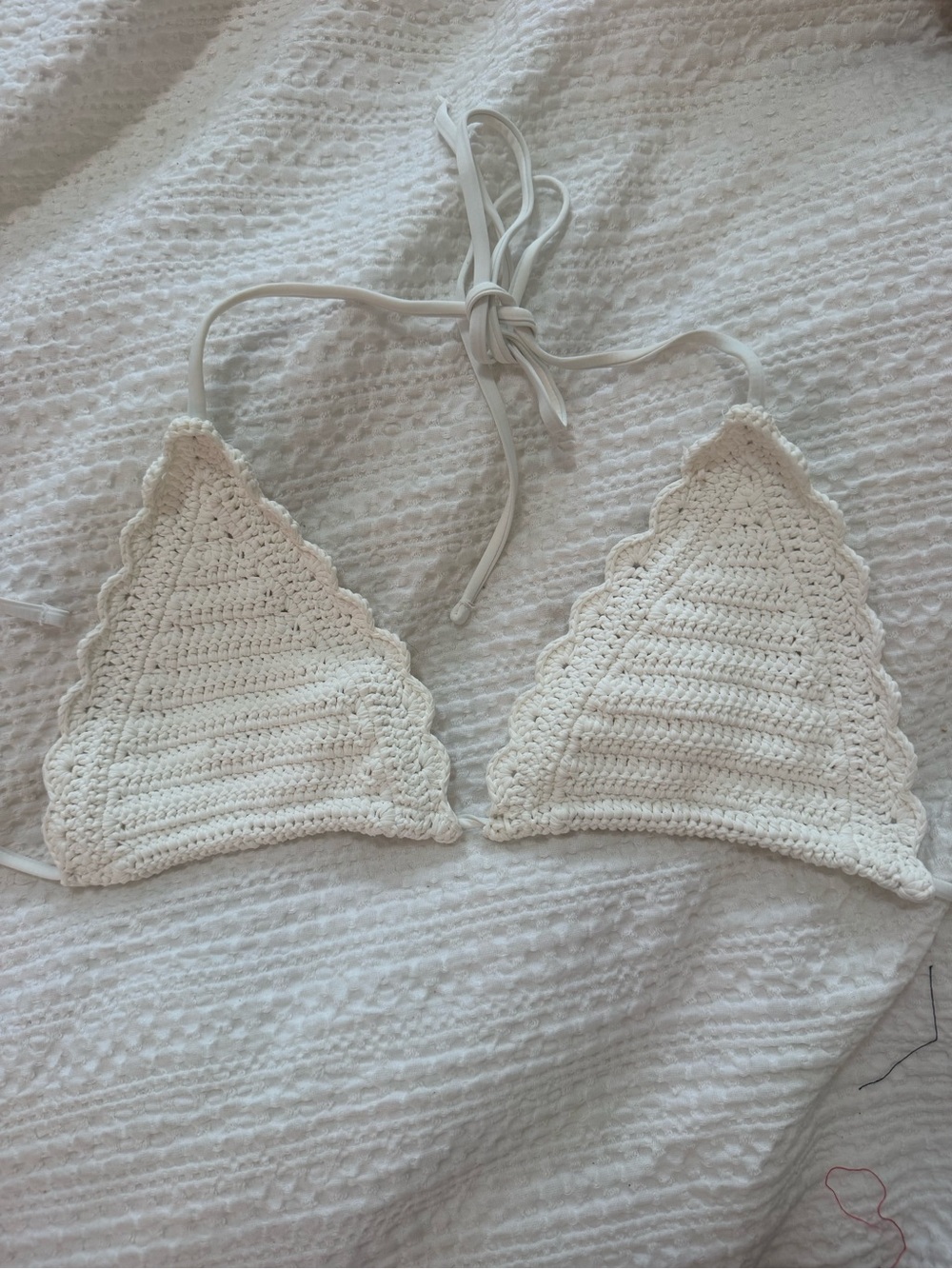 Crochet Triangle Bralette - White